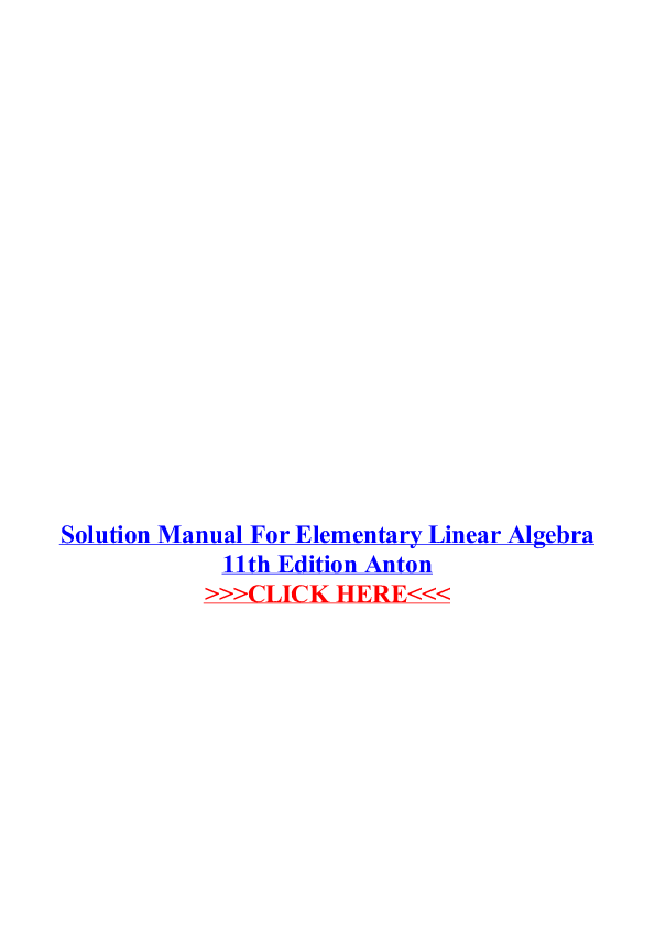 Anton Elementary Linear Algebra Pdf